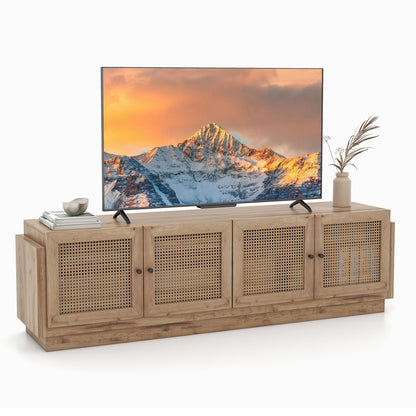 Farmhouse TV Stand for TVs up to 75 Inches with 2 Cabinets, Oak Entertainment Centers & TV Stands at Gallery Canada