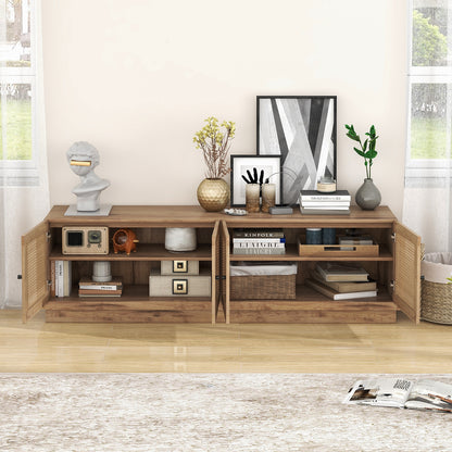 Farmhouse TV Stand for TVs up to 75 Inches with 2 Cabinets, Oak Entertainment Centers & TV Stands at Gallery Canada