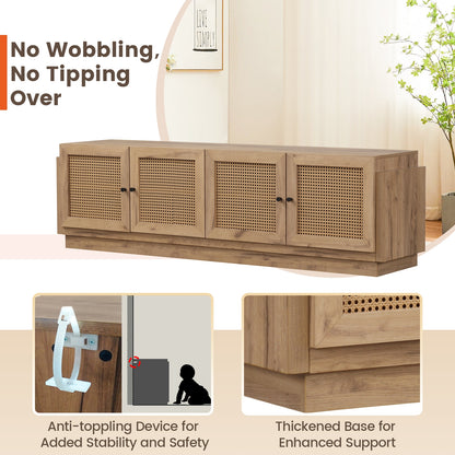 Farmhouse TV Stand for TVs up to 75 Inches with 2 Cabinets, Oak Entertainment Centers & TV Stands at Gallery Canada