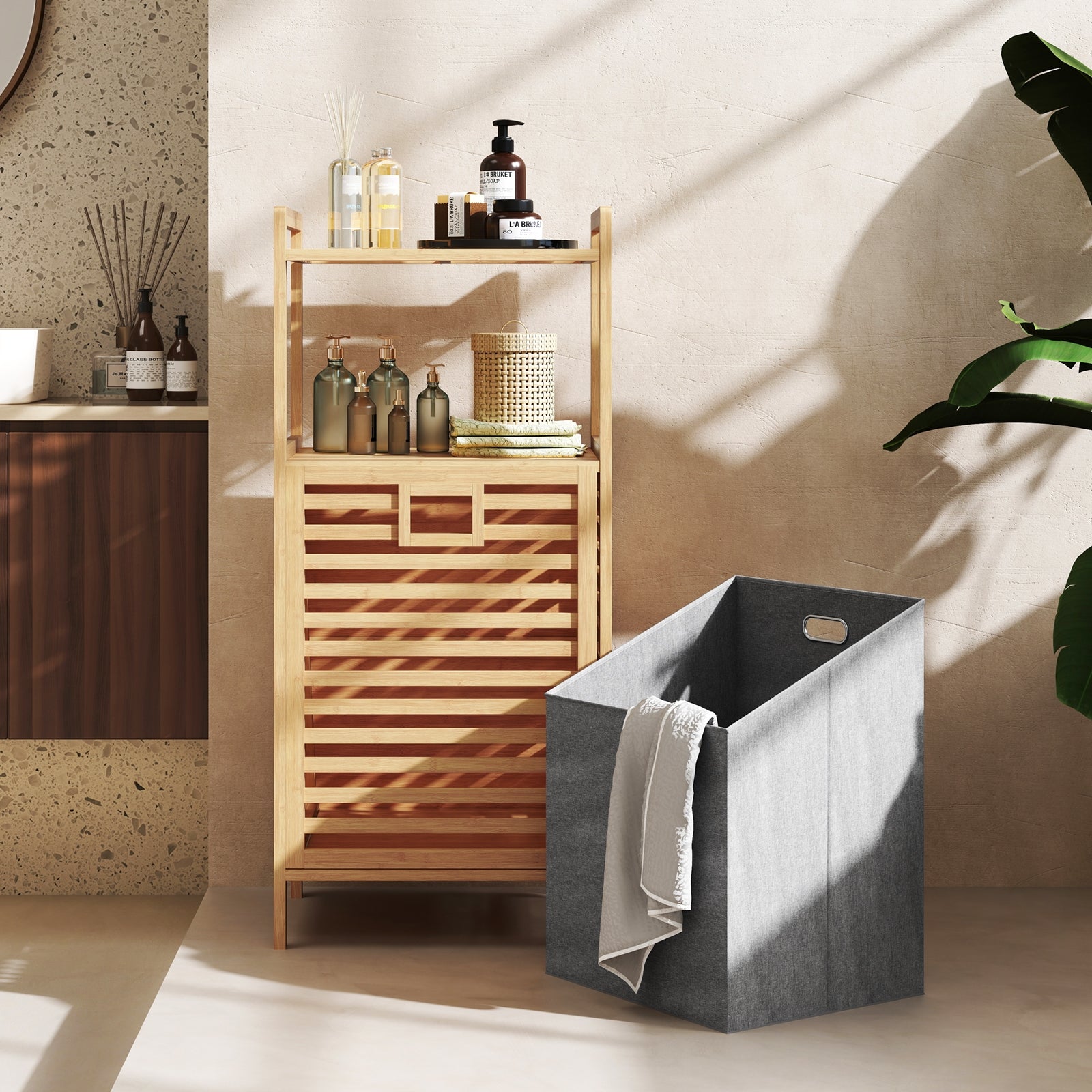 Bamboo Tilt Out Laundry Hamper, Foldable Removable Basket, Natural Laundry Baskets at Gallery Canada