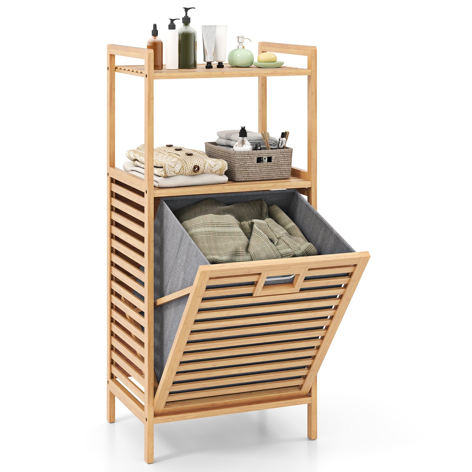 Bamboo Tilt Out Laundry Hamper, Foldable Removable Basket, Natural Laundry Baskets at Gallery Canada
