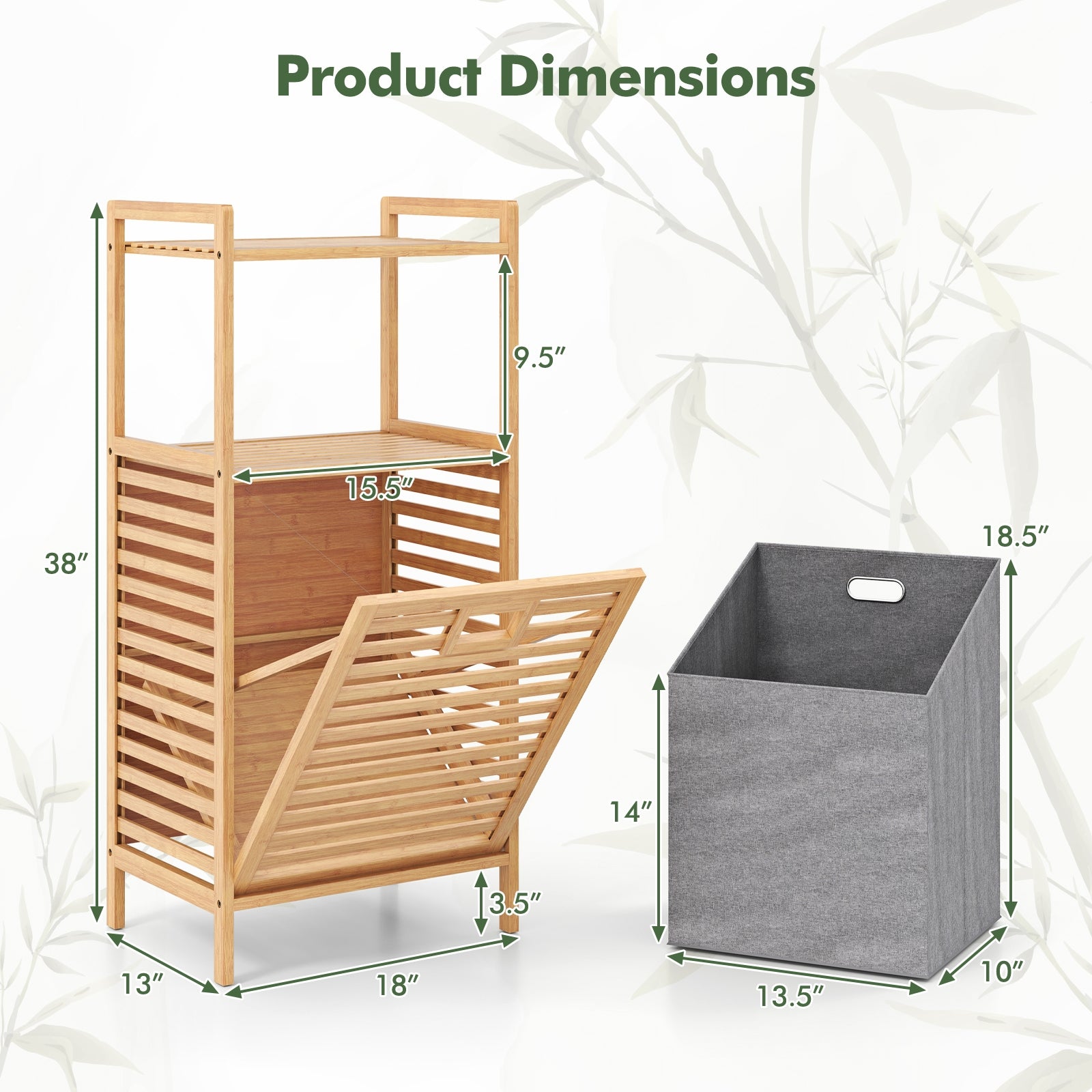 Bamboo Tilt Out Laundry Hamper, Foldable Removable Basket, Natural Laundry Baskets at Gallery Canada