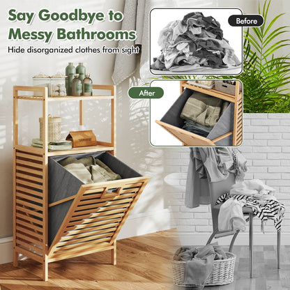 Bamboo Tilt Out Laundry Hamper, Foldable Removable Basket, Natural Laundry Baskets at Gallery Canada