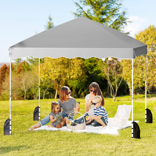 Foldable 10 X 10 Feet Pop up Canopy Tent with Wheeled Bag, Gray