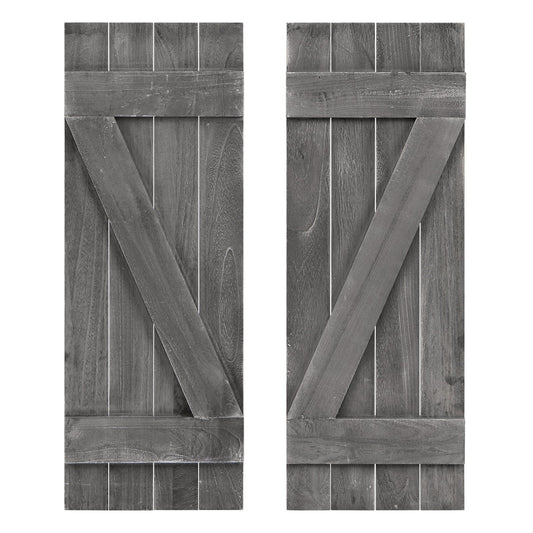 36 x 13 Inch Farmhouse Paulownia Wood Window Shutters Set of 2 for Windows, Dark Gray at Gallery Canada