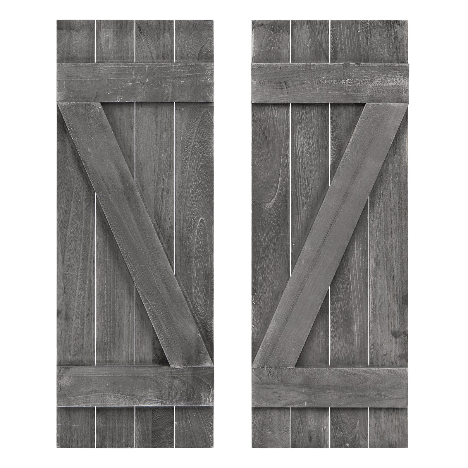 36 x 13 Inch Window Shutters Set of 2, Farmhouse Paulownia Wood, Dark Gray Decorative Accessories Dark Gray at Gallery Canada