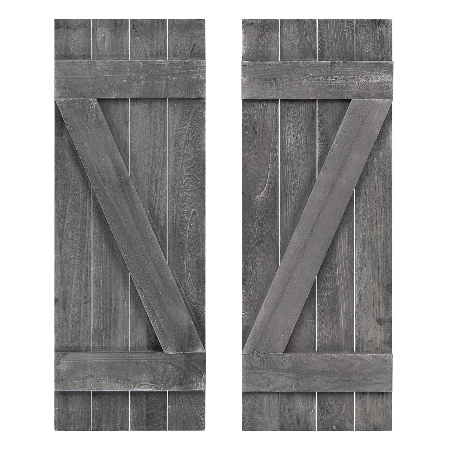36 x 13 Inch Window Shutters Set of 2, Farmhouse Paulownia Wood, Dark Gray Decorative Accessories Dark Gray at Gallery Canada