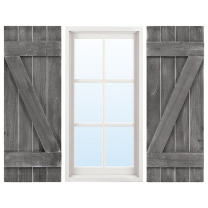 36 x 13 Inch Farmhouse Paulownia Wood Window Shutters Set of 2 for Windows, Dark Gray