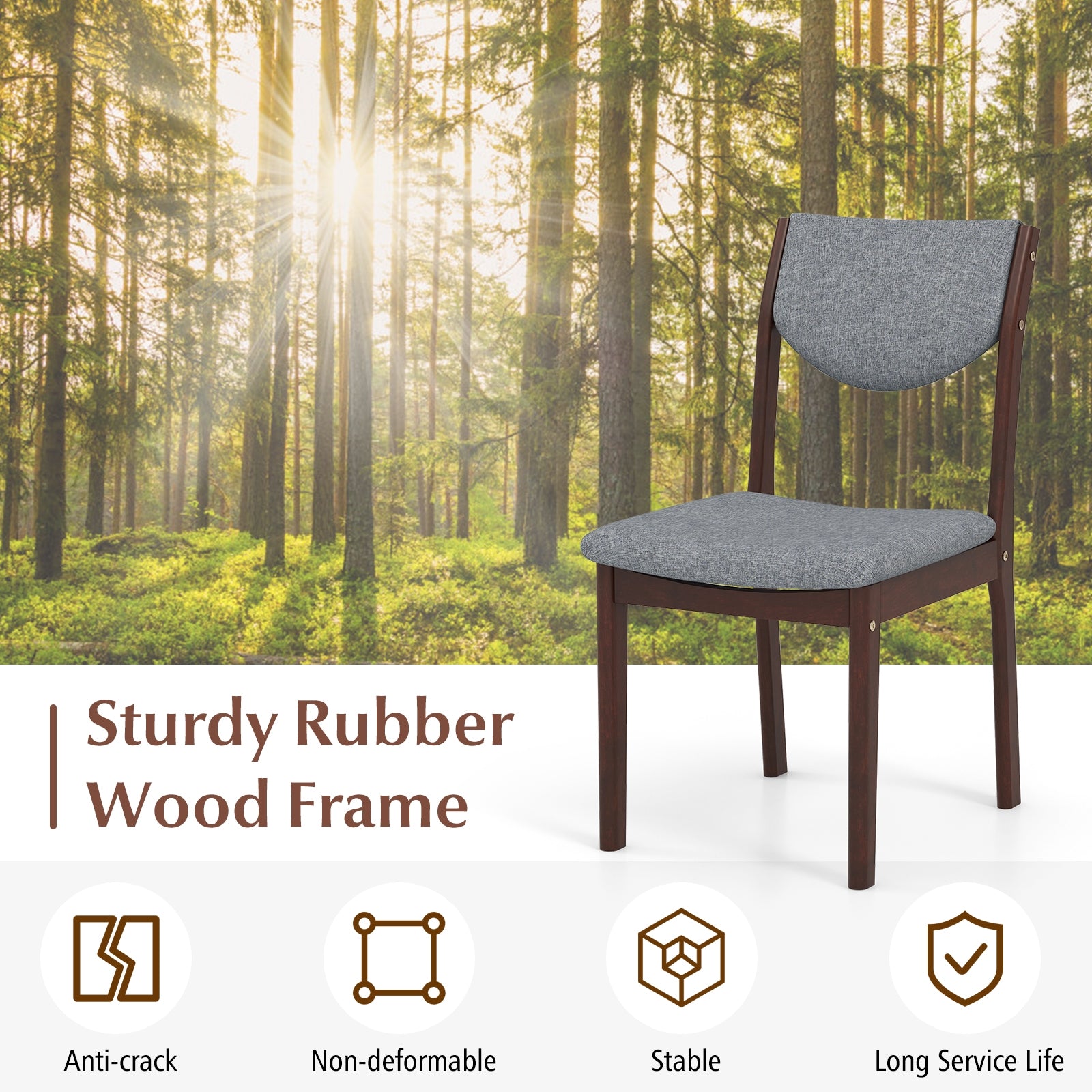 Set of 2 Wood Kitchen Chairs with Faux Leather Upholstered Seat, Gray Dining Chairs at Gallery Canada