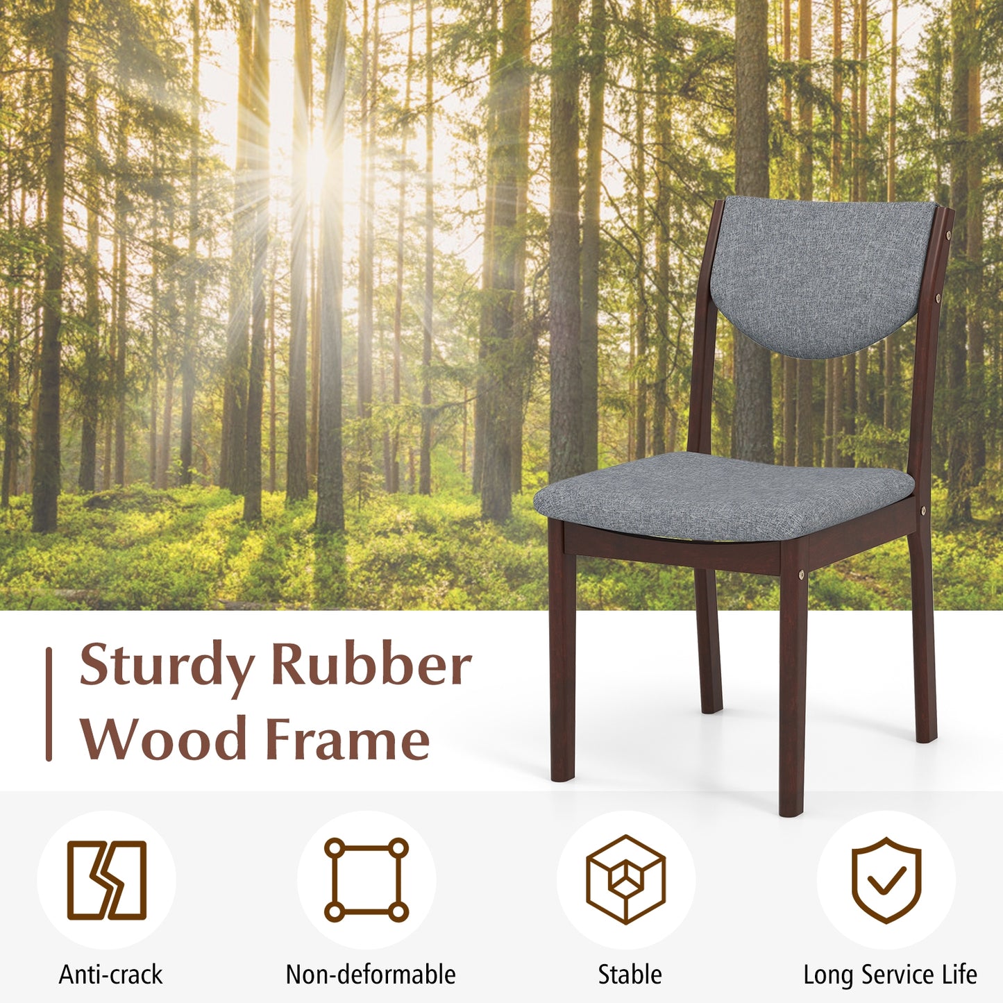 Set of 2 Wood Kitchen Chairs with Faux Leather Upholstered Seat, Gray Dining Chairs at Gallery Canada