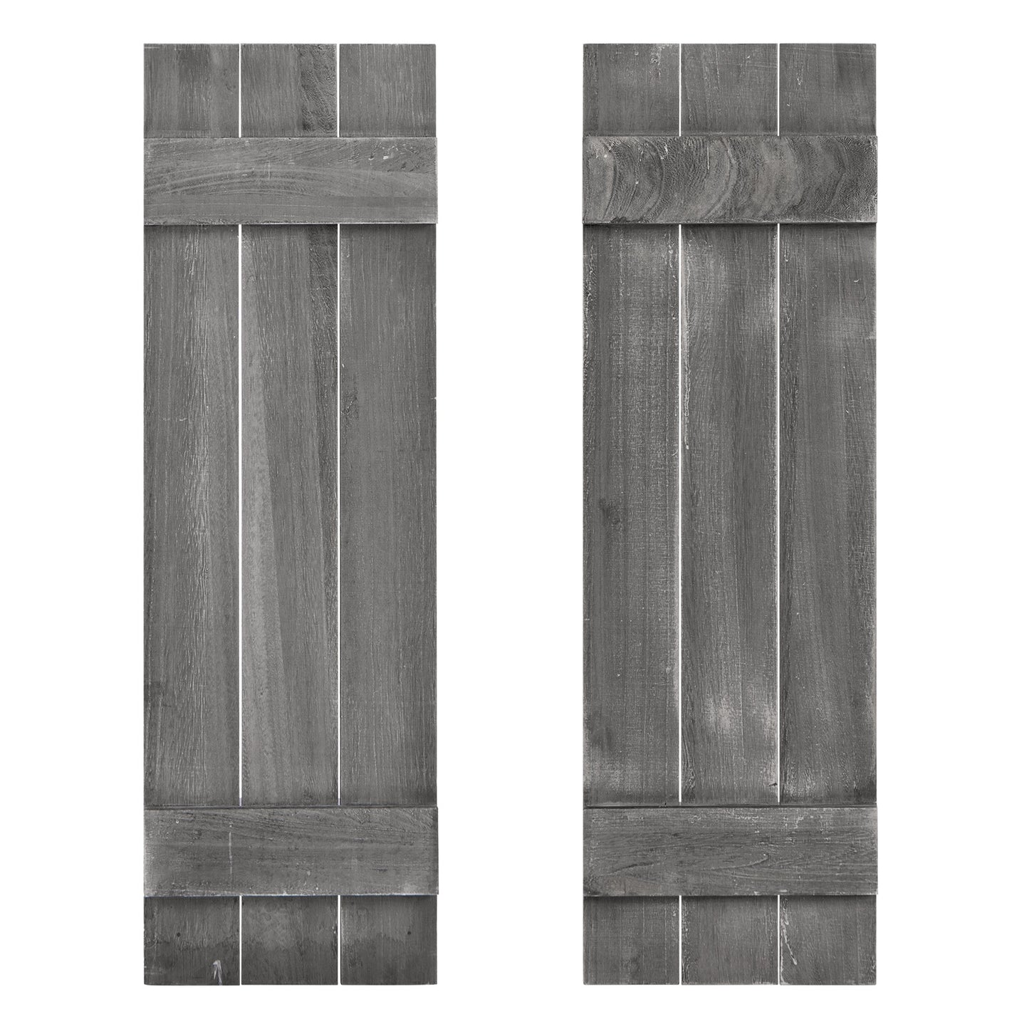 36 x 11 Inch Farmhouse Paulownia Wood Window Shutters Set of 2 for Windows, Dark Gray Decorative Accessories Dark Gray at Gallery Canada