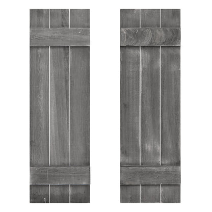 36 x 11 Inch Farmhouse Paulownia Wood Window Shutters Set of 2 for Windows, Dark Gray Decorative Accessories Dark Gray at Gallery Canada