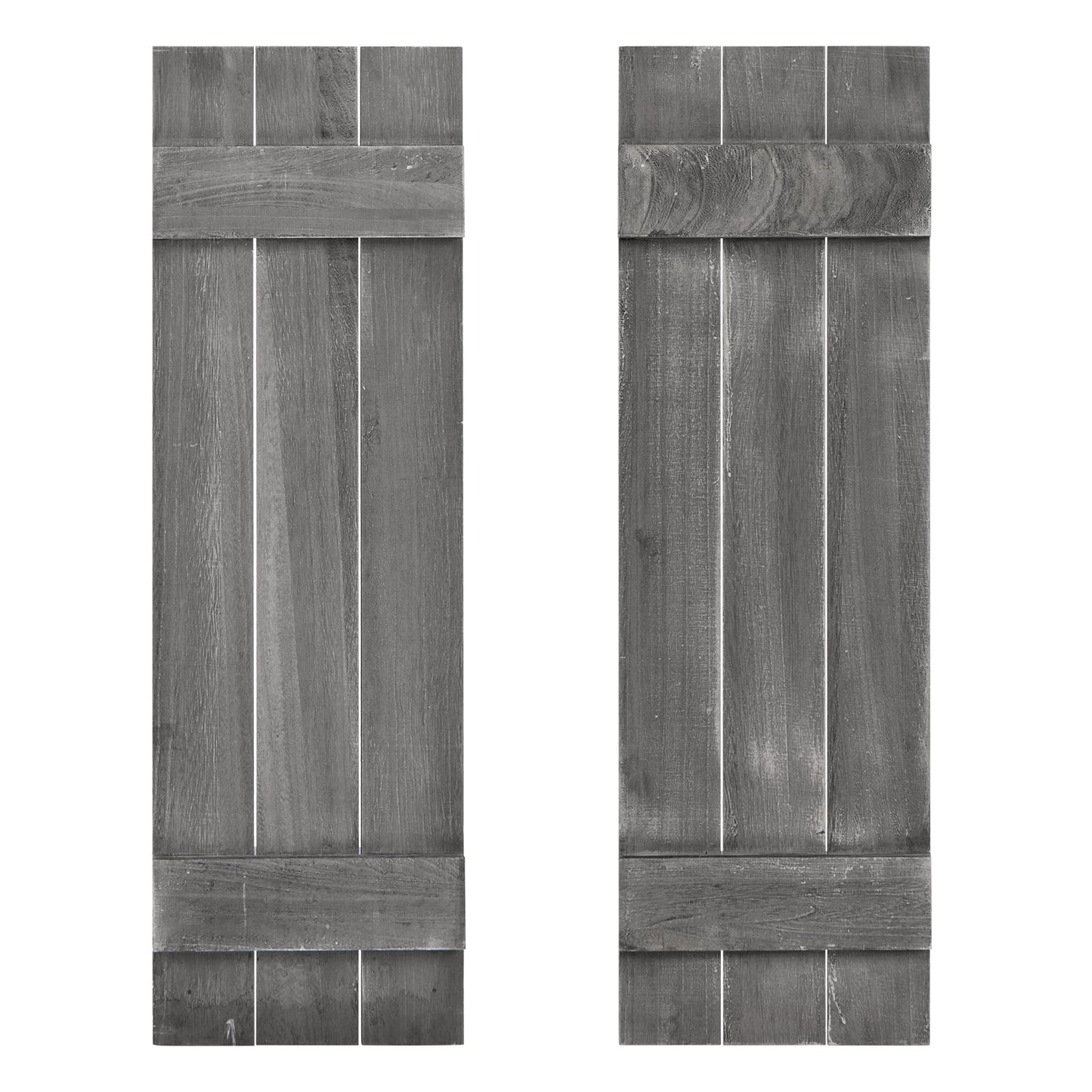 36 x 11 Inch Farmhouse Paulownia Wood Window Shutters, Set of 2, Dark Gray Decorative Accessories at Gallery Canada