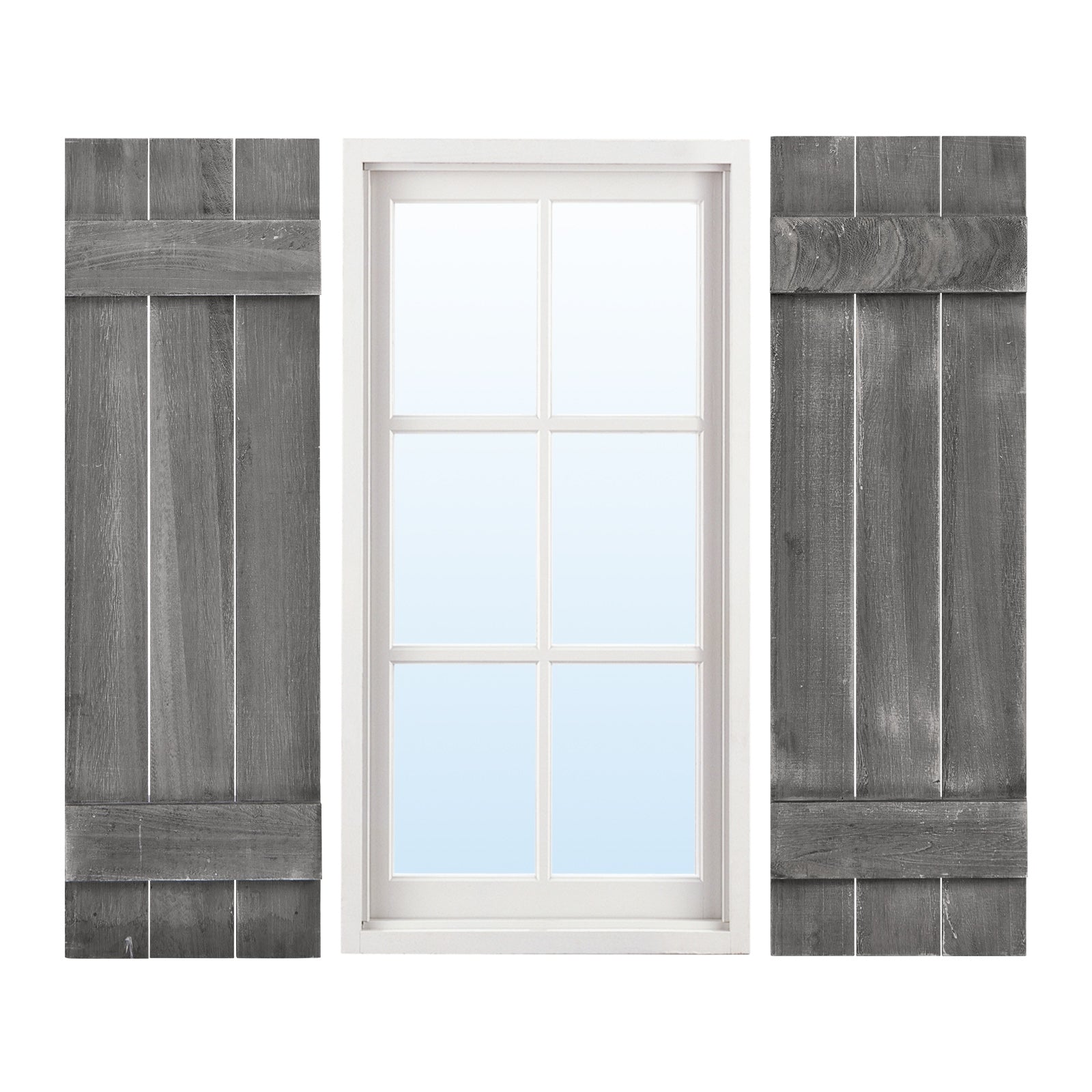 36 x 11 Inch Farmhouse Paulownia Wood Window Shutters Set of 2 for Windows, Dark Gray Decorative Accessories at Gallery Canada