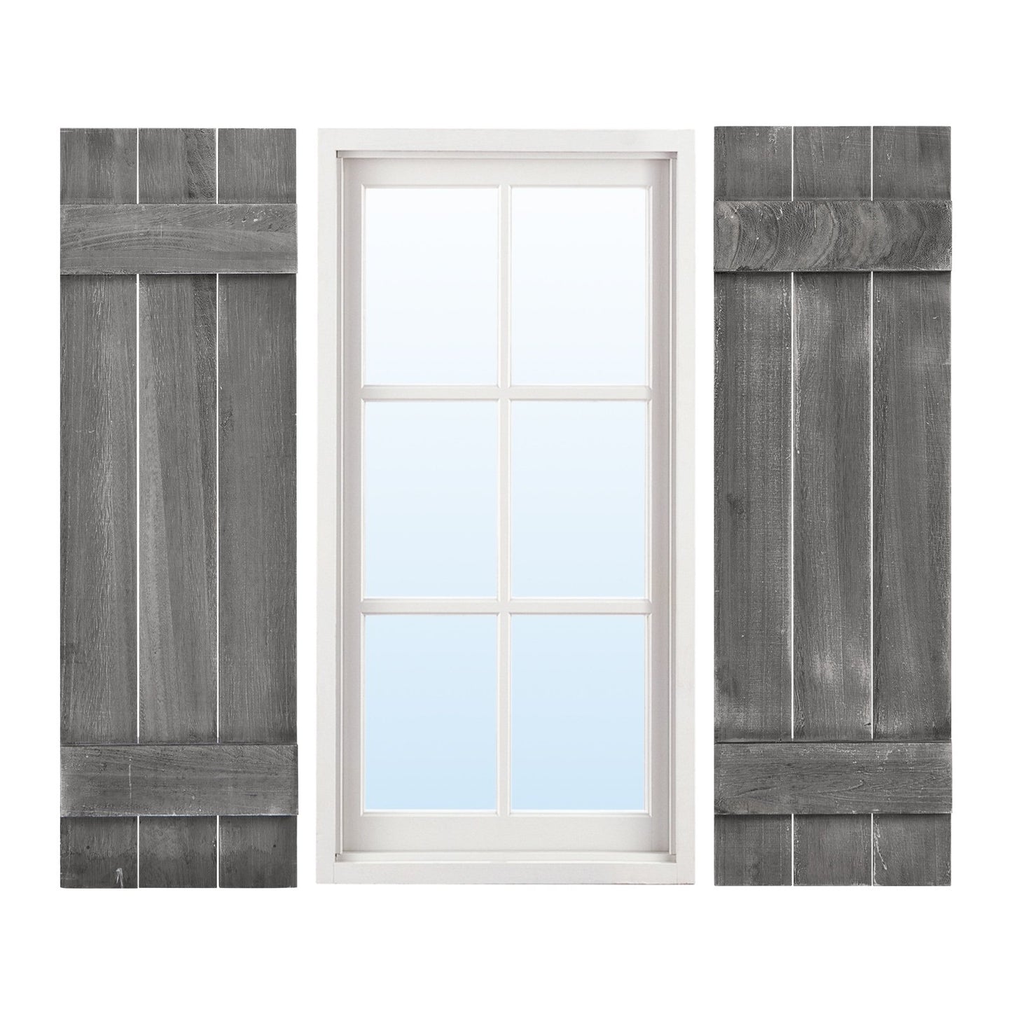 36 x 11 Inch Farmhouse Paulownia Wood Window Shutters Set of 2 for Windows, Dark Gray