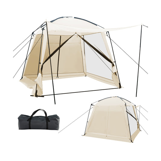 10 x 10 Feet Screened Canopy Tent, Vestibule, Zippered Door, Beige Tents Beige at Gallery Canada