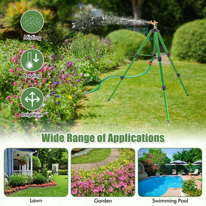 Impact Sprinkler on Tripod Base Set of 2 with 360 Degree Rotation-S, Green