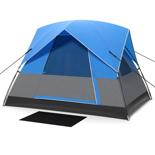 3 Person Outdoor Camping Tent with Removable Floor Mat for Camping Hiking Traveling, Blue