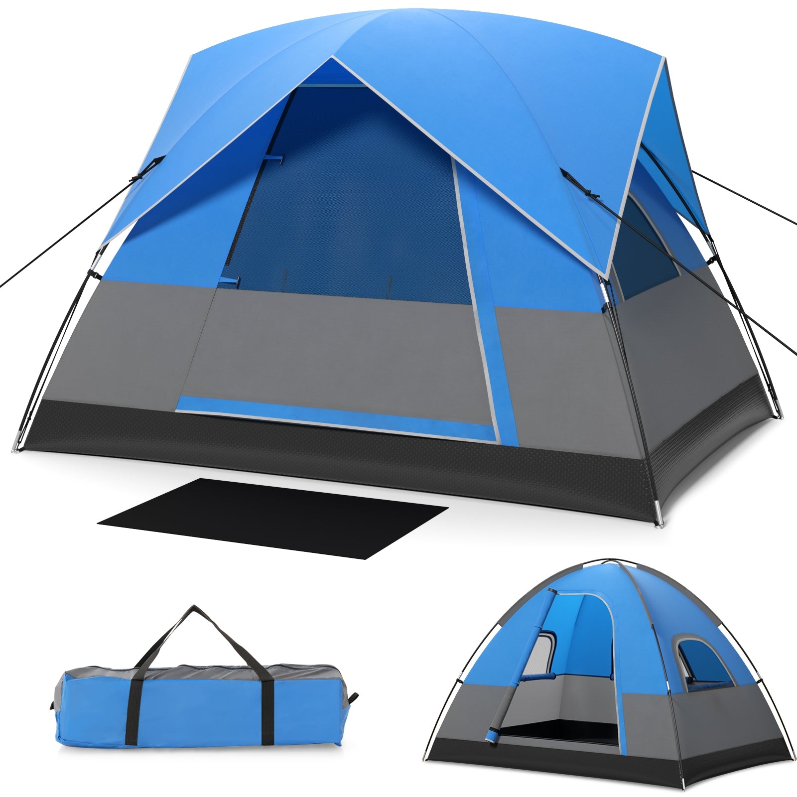 3 Person Outdoor Camping Tent, Removable Floor Mat, Blue Tents at Gallery Canada