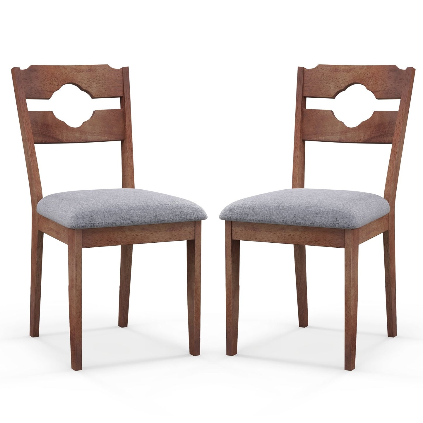 Dining Chair Set of 2 Fabric Upholstered Kitchen Chairs with Padded Seat and High Back, Gray Dining Chairs at Gallery Canada