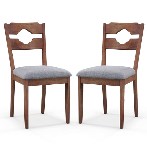Fabric Upholstered Dining Chairs, Set of 2, Padded Seat High Back, Gray