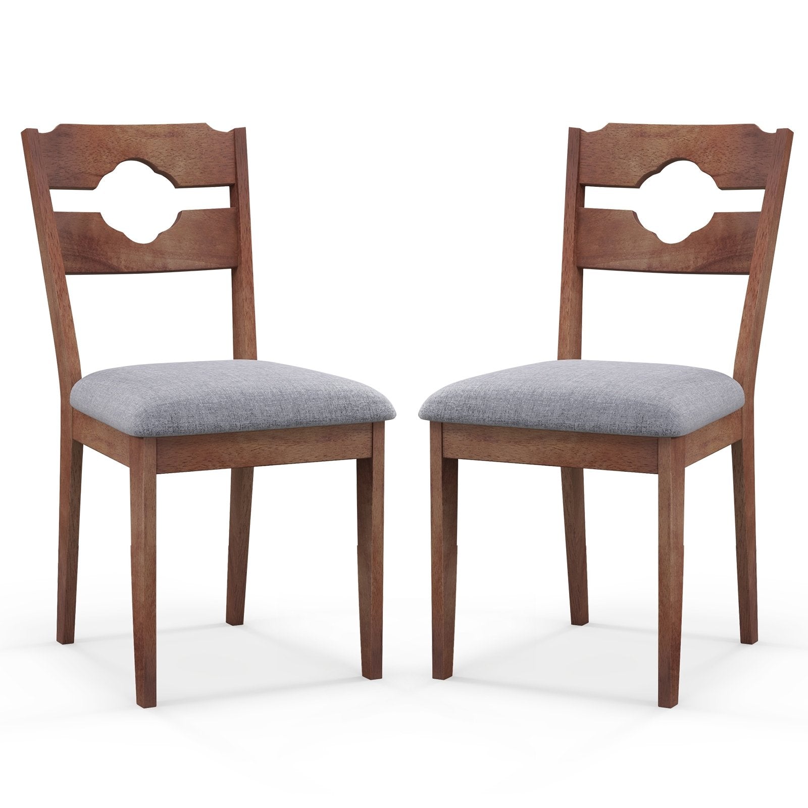 Dining Chair Set of 2 Fabric Upholstered Kitchen Chairs with Padded Seat and High Back, Gray Dining Chairs Gray at Gallery Canada