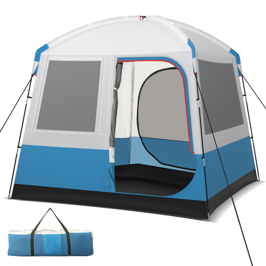 5 Person Camping Tent with Mesh Windows and Carrying Bag for Camping Hiking Traveling, White