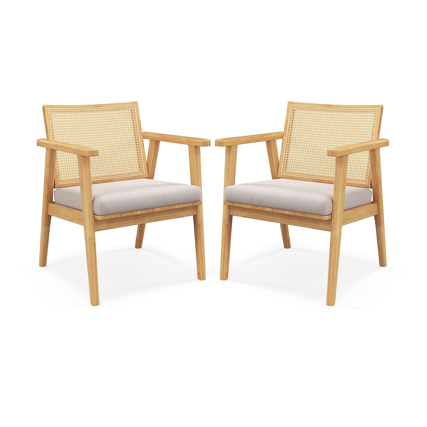 Mid Century Modern Accent Chairs Set Of 2, Natural