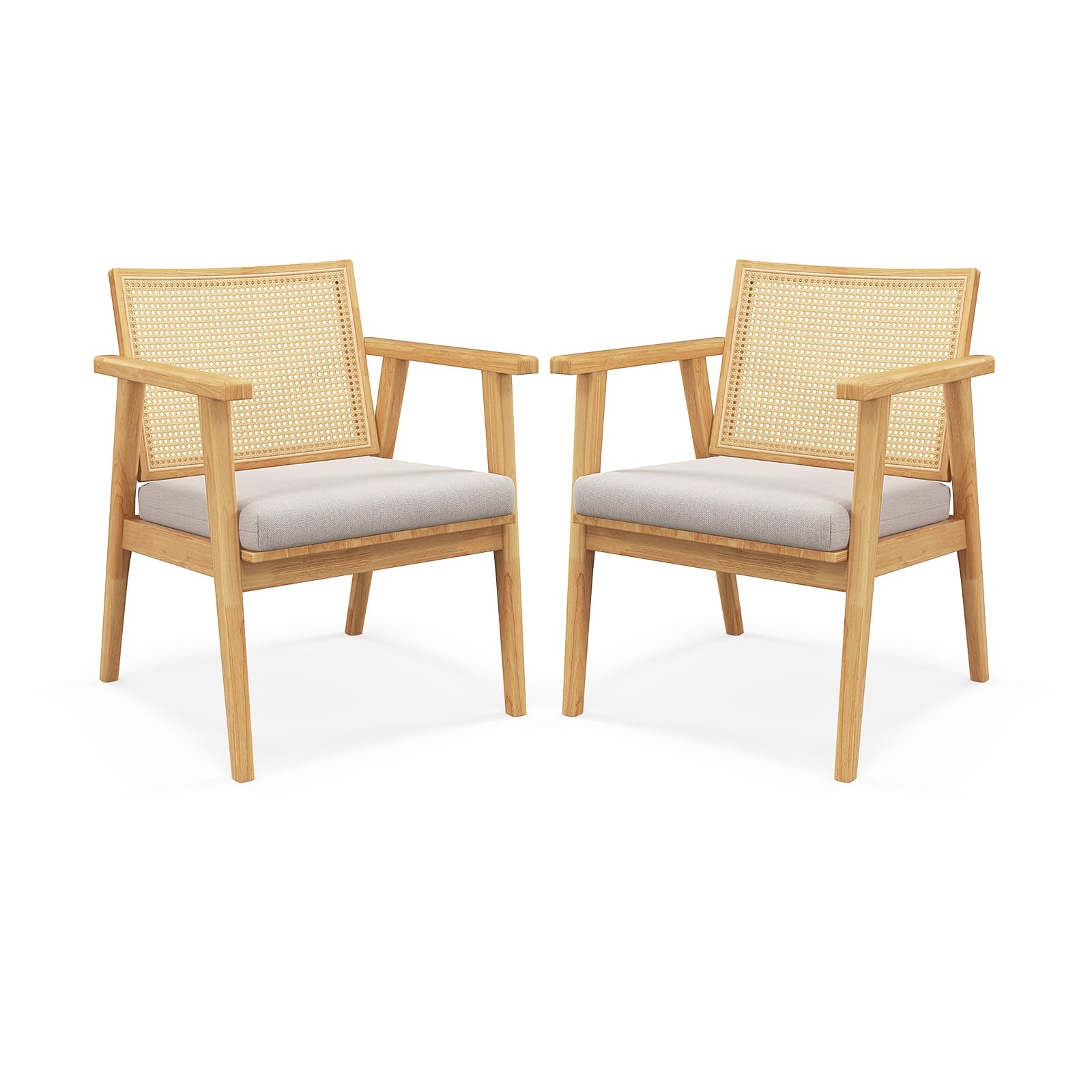Mid Century Modern Accent Chairs Set Of 2, Natural Dining Chairs Natural at Gallery Canada