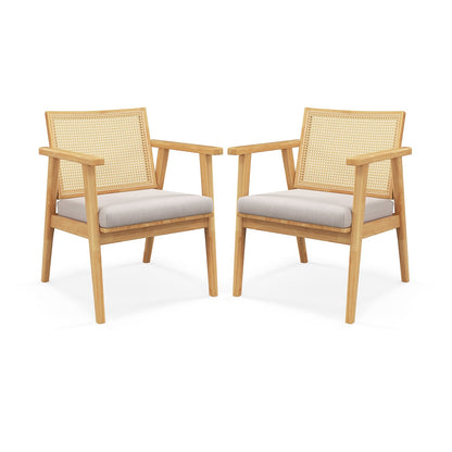 Mid Century Modern Accent Chairs Set Of 2, Natural Dining Chairs Natural at Gallery Canada