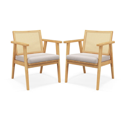 Mid Century Modern Accent Chairs Set Of 2, Natural Dining Chairs Natural at Gallery Canada