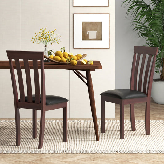 Dining Chair Set of 2 Upholstered Wooden Kitchen Chairs with Padded Seat and Rubber Wood Frame, Espresso - Gallery Canada