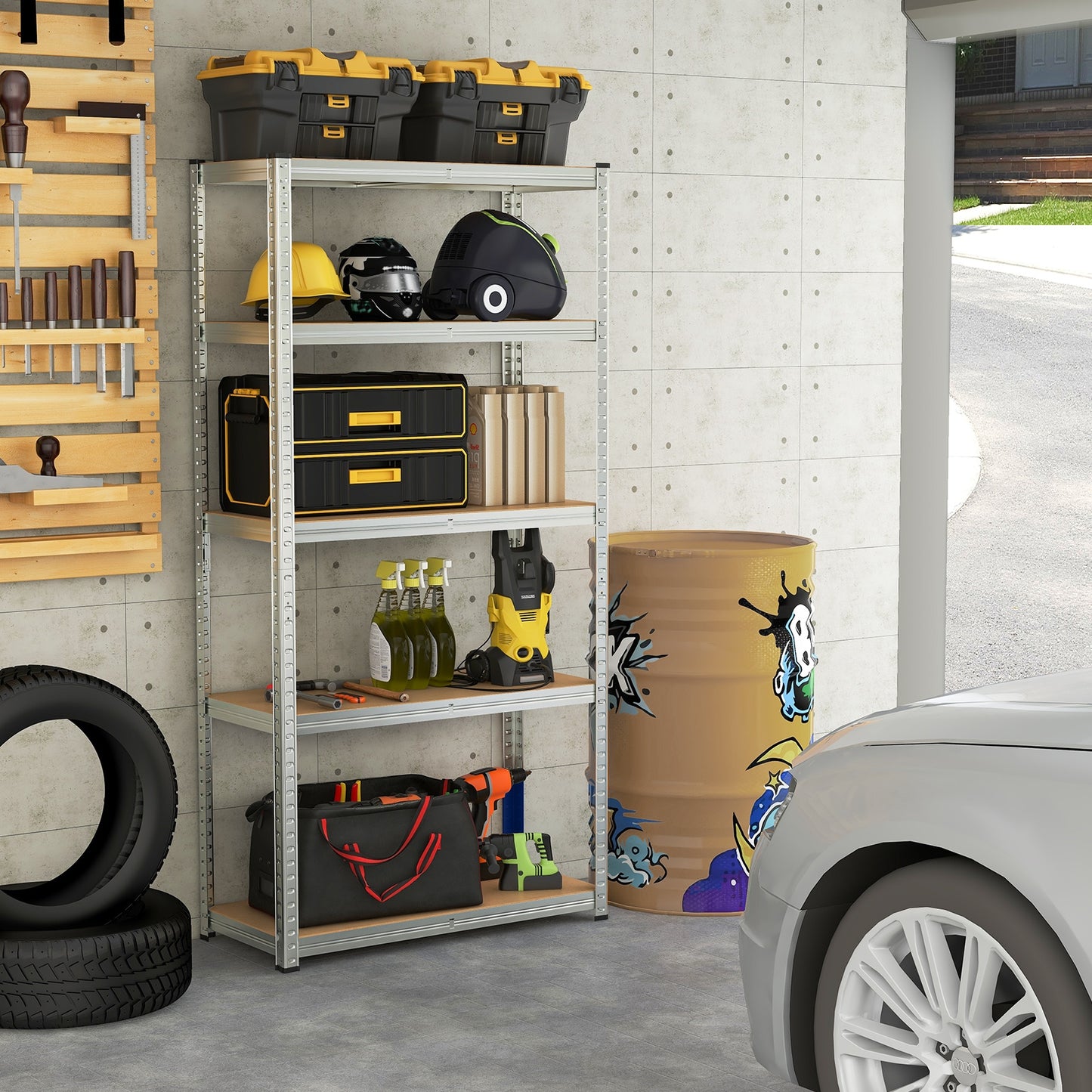 5-Tier Heavy Duty Metal Shelving Unit with 2000 LBS Total Load Capacity, Silver Garages at Gallery Canada