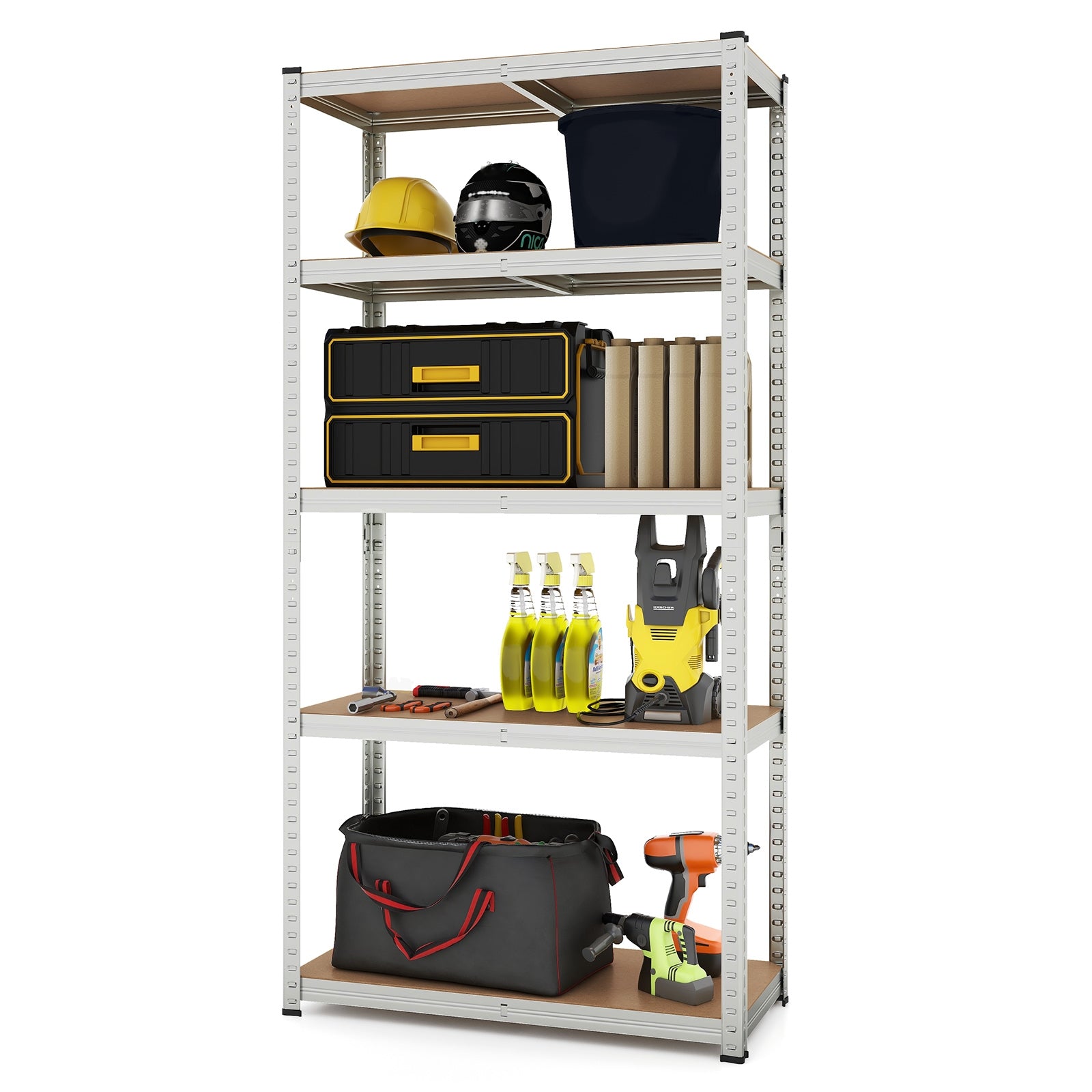 5-Tier Heavy Duty Metal Shelving Unit with 2000 LBS Total Load Capacity, Silver Garages at Gallery Canada