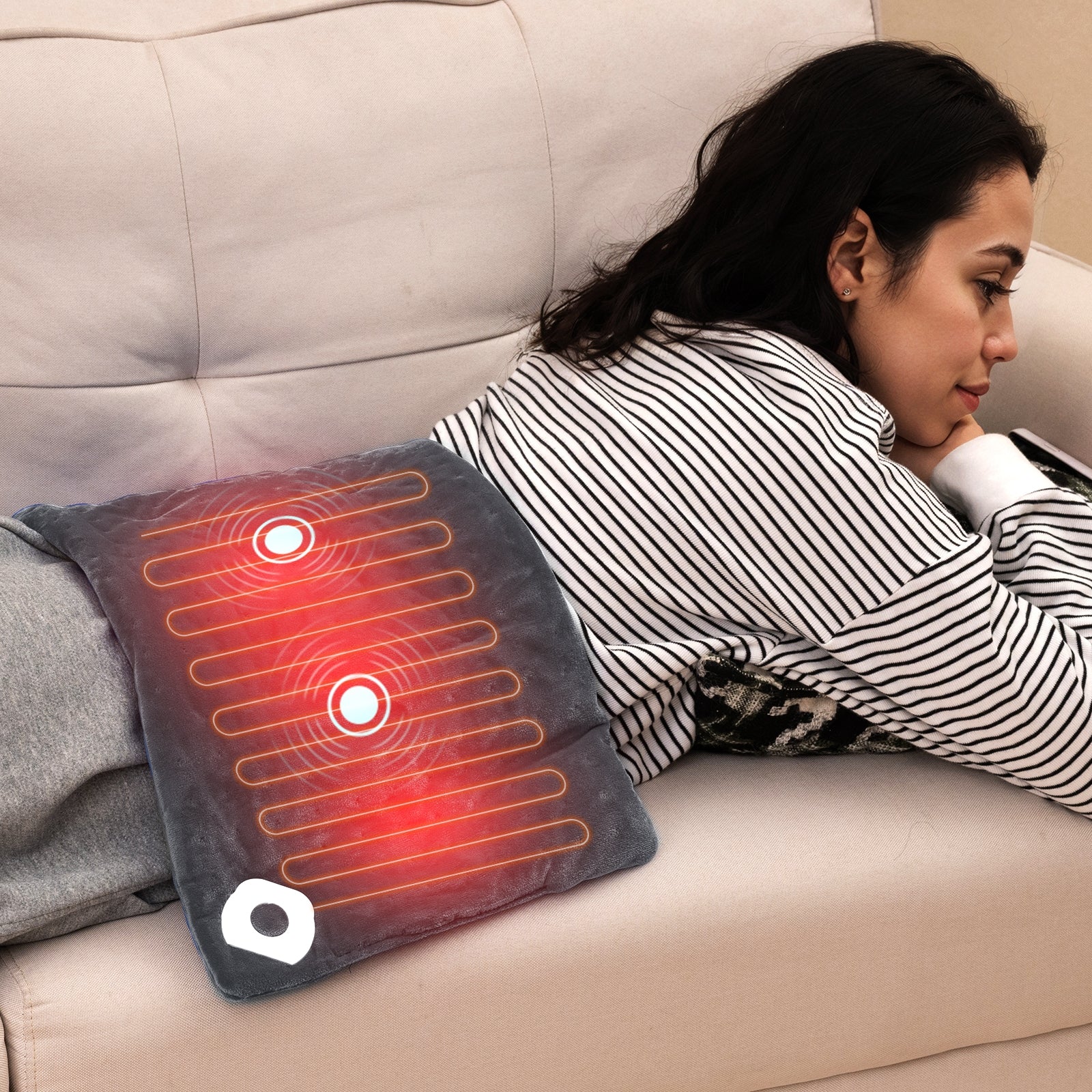 Weighted Heating Pad Electric Heated Pad with 2 Massagers Massaging Vibration, Gray Back Massager at Gallery Canada