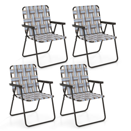 4 Pieces Folding Beach Chair Camping Lawn Webbing Chair, Coffee Beach & Lawn Chairs Coffee at Gallery Canada