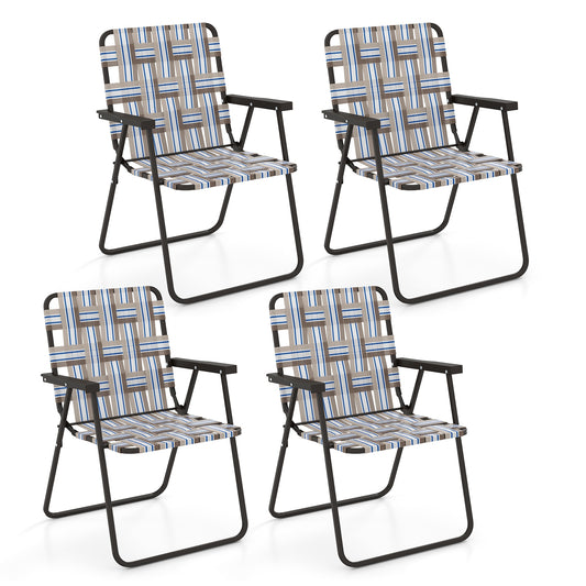 4 Pieces Folding Beach Chair Camping Lawn Webbing Chair, Coffee Beach & Lawn Chairs Coffee at Gallery Canada