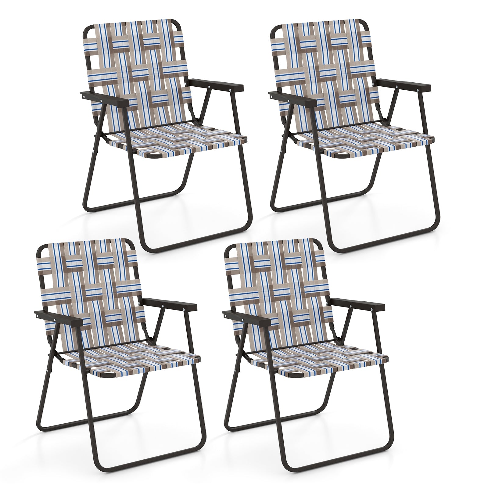 4 Pieces Folding Beach Chair Camping Lawn Webbing Chair, Coffee Beach & Lawn Chairs at Gallery Canada