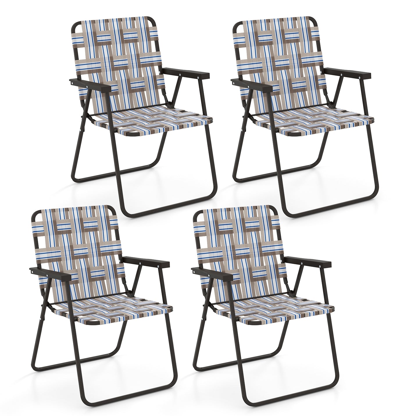 4 Pieces Folding Beach Chair Camping Lawn Webbing Chair, Coffee Beach & Lawn Chairs at Gallery Canada