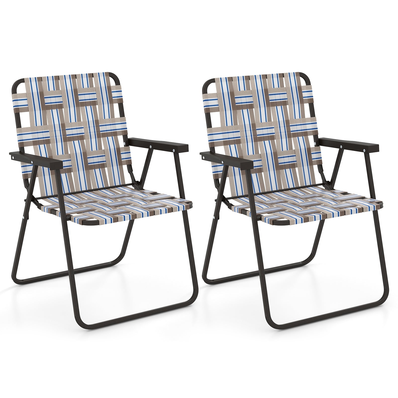 4 Pieces Folding Beach Chair Camping Lawn Webbing Chair, Coffee Beach & Lawn Chairs at Gallery Canada