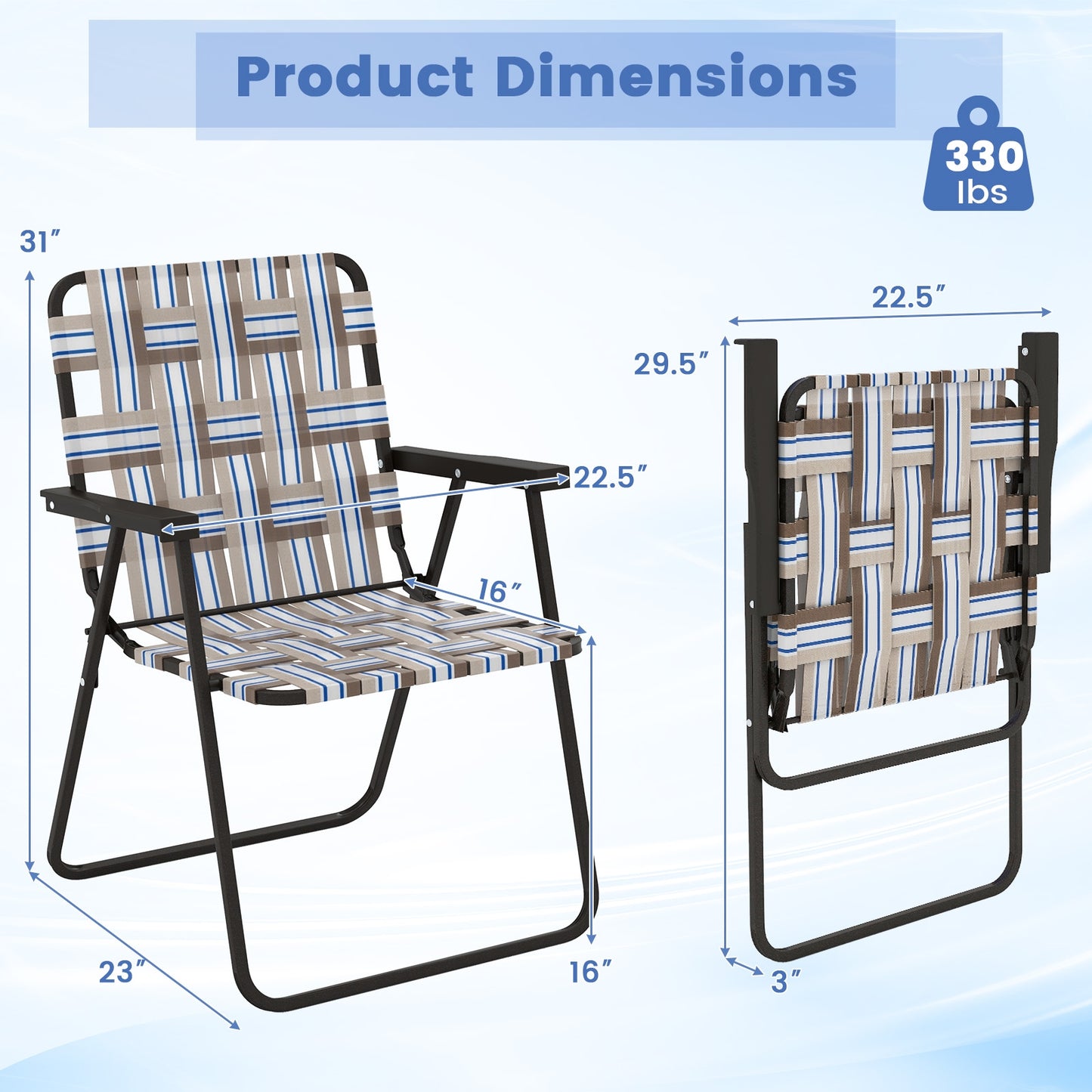 4 Pieces Folding Beach Chair Camping Lawn Webbing Chair, Coffee Beach & Lawn Chairs at Gallery Canada