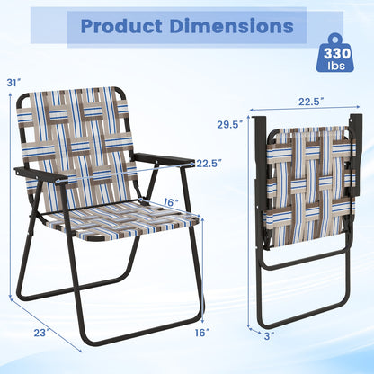 4 Pieces Folding Beach Chair Camping Lawn Webbing Chair, Coffee Beach & Lawn Chairs at Gallery Canada