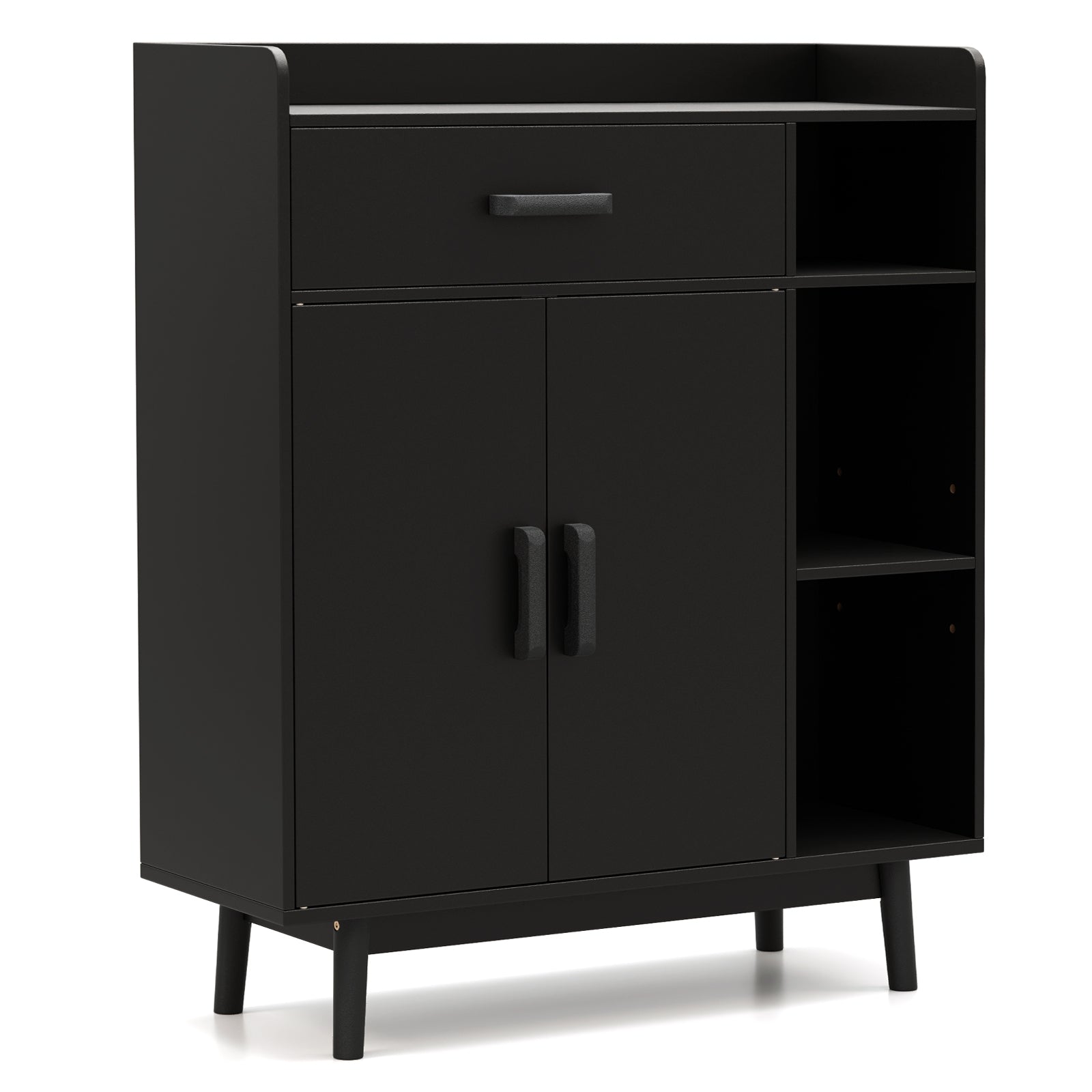Floor Storage Cabinet Free Standing Cupboard Chest with 1 Drawer, Black Cabinets & Chests Black at Gallery Canada