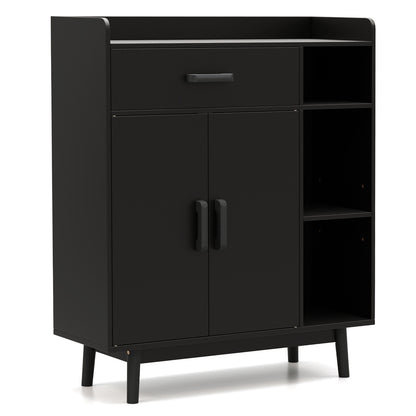 Floor Storage Cabinet Free Standing Cupboard Chest with 1 Drawer, Black Cabinets & Chests Black at Gallery Canada