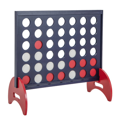 Wooden 4-In-A-Row Game Set, 42 PCS Chips, 600D Oxford Fabric Carrying Bag, Blue Lawn Games Blue at Gallery Canada
