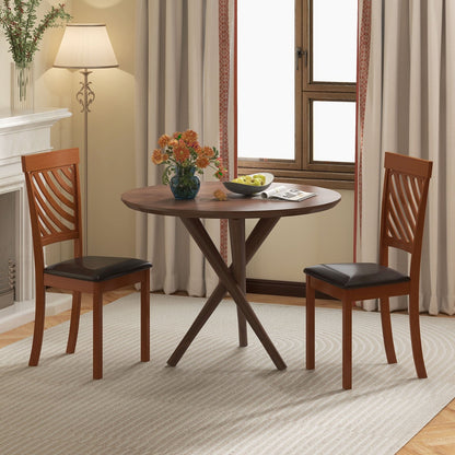Dining Chair Set of 2 with Rubber Wood Legs and Ergonomic Back for Dining Room, Walnut