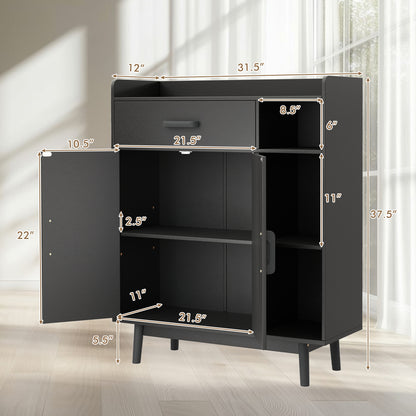 Floor Storage Cabinet Free Standing Cupboard Chest with 1 Drawer, Black Cabinets & Chests at Gallery Canada