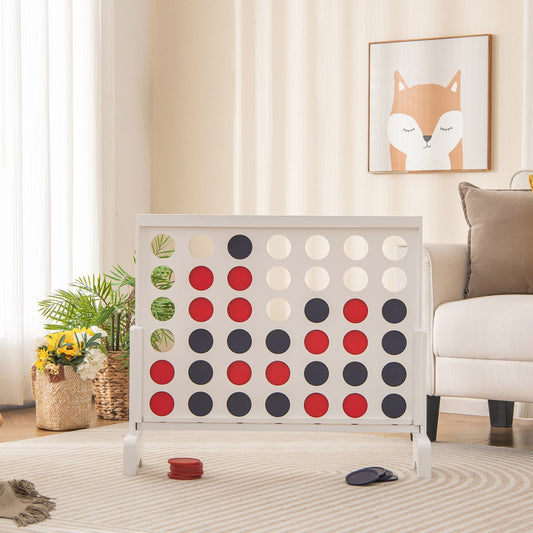 Wooden4-in-a-row Game Set with 42 PCS Chips and 600D Oxford Fabric Carrying Bag, White Lawn Games White at Gallery Canada