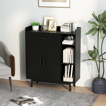 Floor Storage Cabinet Free Standing Cupboard Chest with 1 Drawer, Black Cabinets & Chests at Gallery Canada