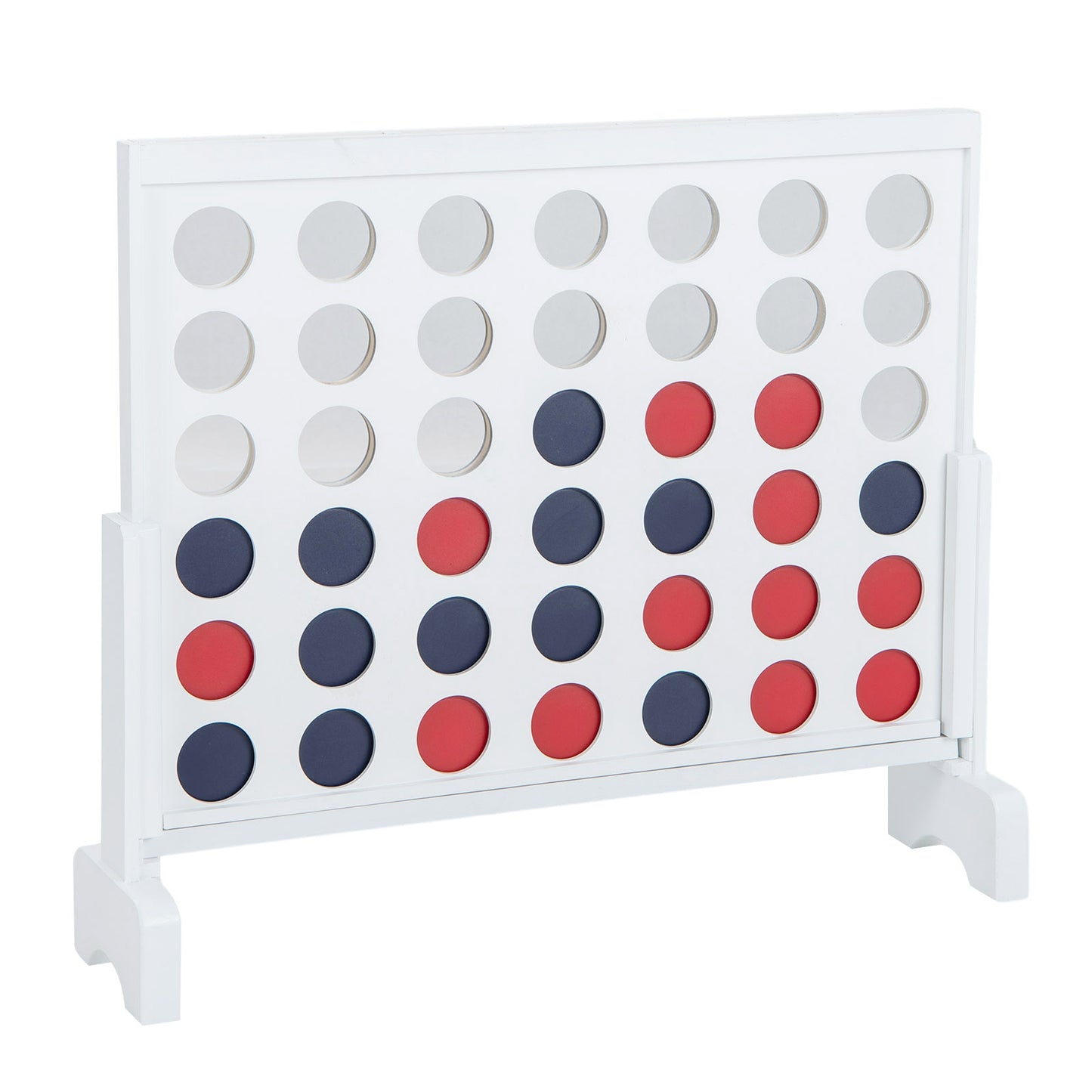 Wooden4-in-a-row Game Set with 42 PCS Chips and 600D Oxford Fabric Carrying Bag, White Lawn Games White at Gallery Canada